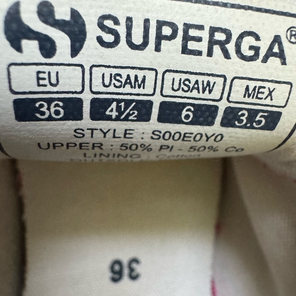 Superga Women's Floral Canvas Sneakers - White and Pink. Women’s sized 6 - Picture 5 of 7